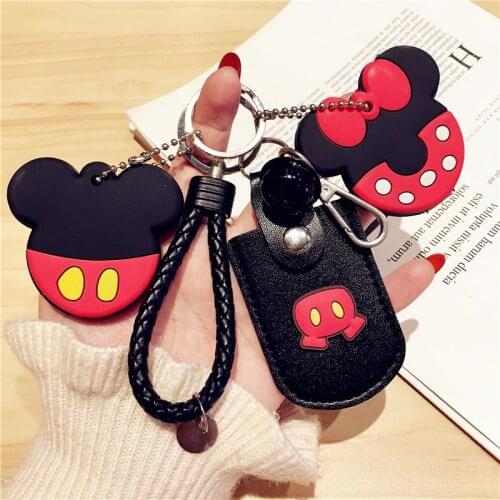 Sweet Disney Toys Keychain Cartoon Minnie Mickey Keychain Creative Key Cover Children Card Cover Cure Bow Pendant Key Chain Gift
