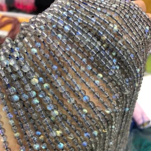 Natural Stone Beaded Labradorited Beads Round Loose Spacer Beads for Jewelry Making DIY Necklace Bracelet Accessories