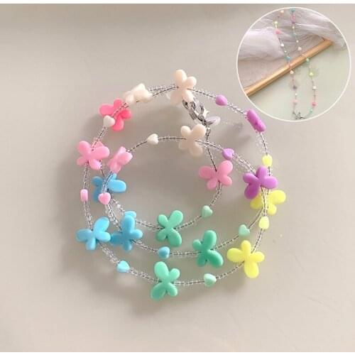 2021 New Candy Color Butterfly Love Acrylic Heart Lanyard Mask Chain Glasses Chain Necklace for Women Girls Party Jewelry