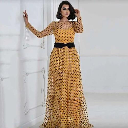 Robe Africaine Polka Dot Mesh Dresses For Women Plus Size Party Gowns Ladies Ankara Dashiki Clothing 2021 Autumn Fashion
