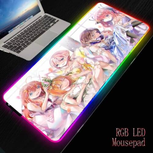Mairuige Sexy Girl RGB Gaming Mouse Pad Large Mouse Pad LED Backlit Computer Mousepad for Gamer Office Desk Mat Anime Mause Pad