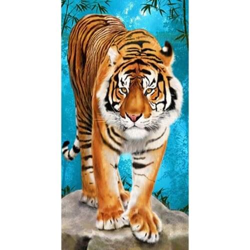 Animal 5D DIY Diamond Painting Tiger Cross Stitch Kit Full Drill Embroidery Mosaic Art Picture of Rhinestones Crafts Decor