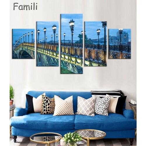 5PCS Canvas Painting Russian landscape Rchitecture Oil Painting Modern Pictures Home Decoration Landscape Modular Wall Painting