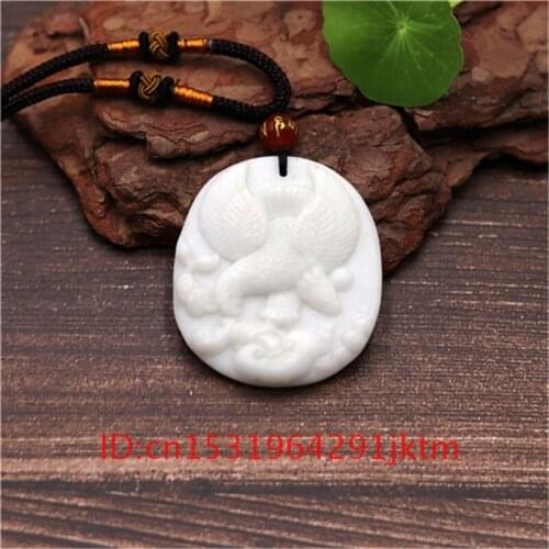Chinese Gifts Accessories Jade Carved Men Eagle White Pendant Natural for Charm Fashion Jewelry Necklace Amulet