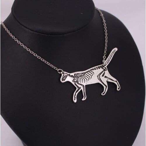 Hzew cat skeleton pendant necklace cat necklaces veterinarian gift