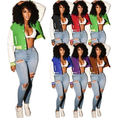 Omancady Coat Bomber Jackets Ladies Tops Slim Baseball Jackets for Women Single Breasted Cardigan Street Stitching Top Autumn