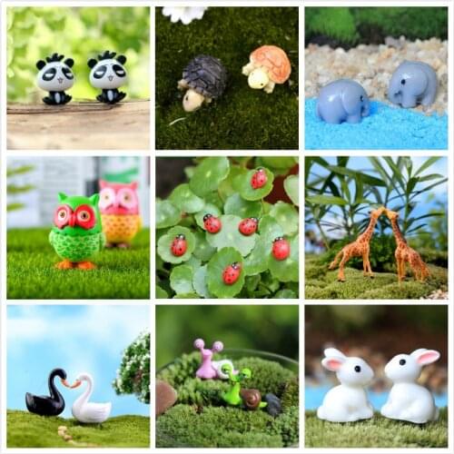 Animals Rabbit Duck miniatures figurines Mini Craft Figurine Plant Pot Garden Ornament Miniature Fairy Garden Decor DIY supply