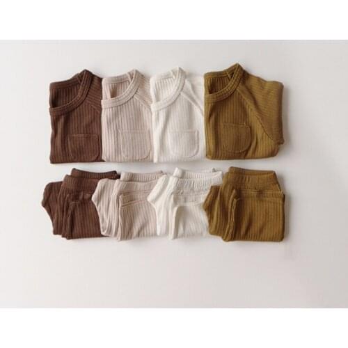 2021 new cotton girls boys 2 pcs set autumn cotton t shirt+long pants cool soft kids pajama suit