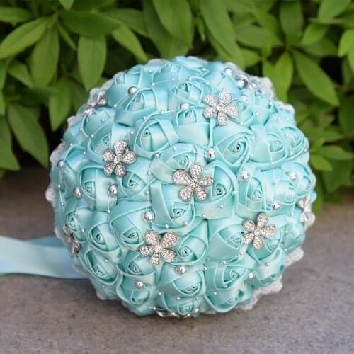 Newest arrived blue crystalartificial wedding bridemaid bouquets wedding bouquets for wedding decoration