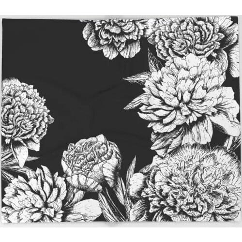 Mandala Blanket Flowers in Black and White Fleece Blankets and Throw for Plane Travel Christmas Decorations for Home