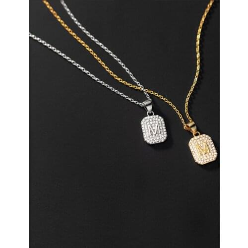 Necklace For Women Letter M Silver 925 Gold Color Jewelry Adjustable Clavicle Chain Zircon Simple Geometric Figures