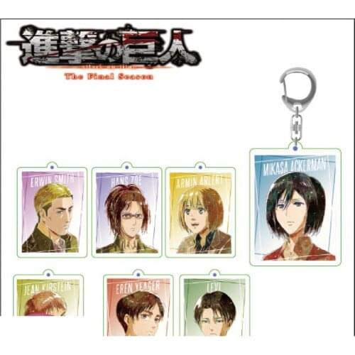 Anime Attack on Titan Eren Jäger Mikasa Ackerman Transparent Square Acrylic Keychain Bag Charm Pendant Desktop Decorate Cosplay