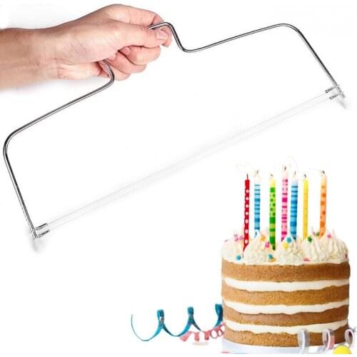 Adjustable Wire Cake Slicer Leveler 2Line Stainless Steel Pizza Dough Cutter Trimmer Kitchen Accessories Layer Cakes Baking Tool
