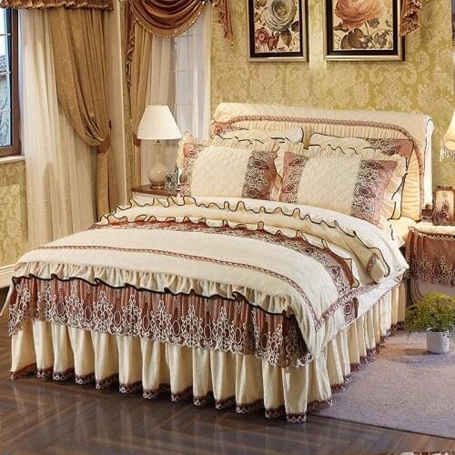 Princess Luxury Bedding Set Queen size Bed set Fleece Warm Duvet Cover Bedskirt Bed cover parure de lit adulte couvre lit