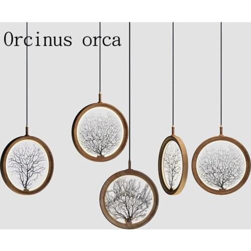 Modern minimalist wooden dining room chandelier of Chinese painting and calligraphy artistic creative chandelier free shipping