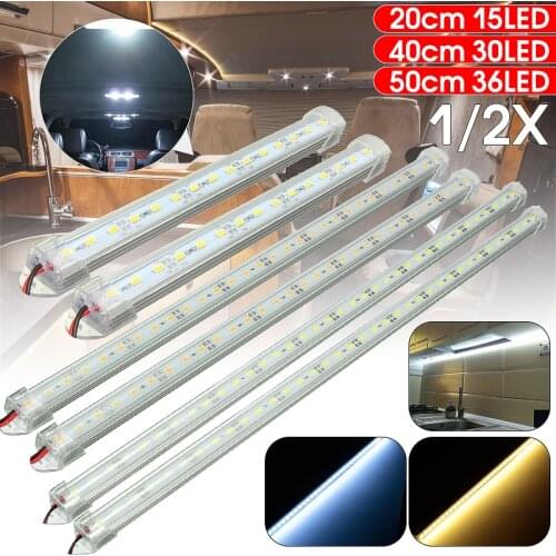 2pcs 12V SMD 5630 LED Car Interior Light Bar Tube Strip Lamp Van Boat Caravan Motor home Truck White Yellow