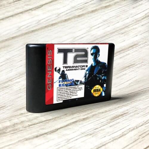 T2 Terminator 2 Judgment Day - USA Label Flashkit MD Electroless Gold PCB Card for Sega Genesis Megadrive Video Game Console