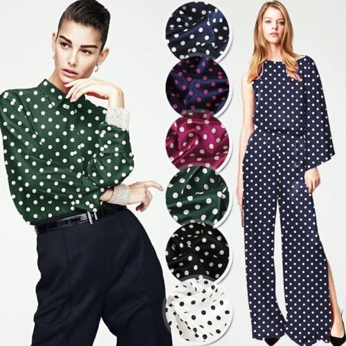 CNUM SP836 Pure Silk/ Polka Dot /Silk Fabric 93% Silk 7% Spandex Elastic/ Width 1.18yd Thickness 19mm/ Unit: meter