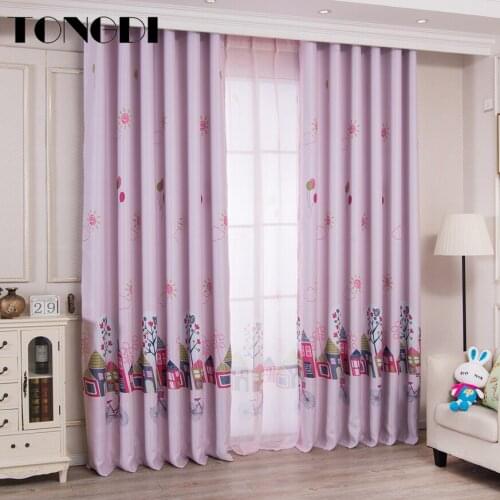 TONGDI Children Blackout Curtains Cartoon House Printing High-grade Decoration For Home Christmas Parlou Bedroom LivingRoom