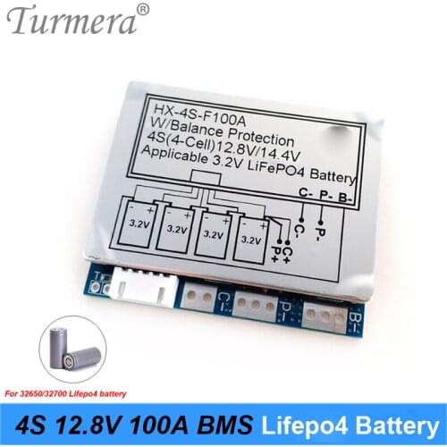 Turmera 4S 12.8V 100A BMS Lifepo4 Protection Board Separate Port with Balance for E-bike Boat and Uninterrupted Power Supply 12V