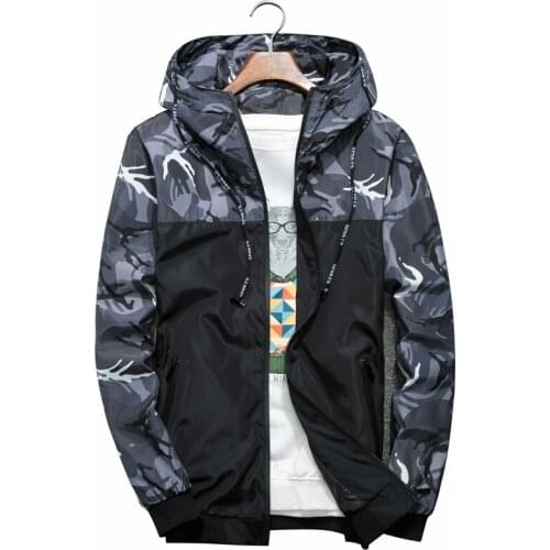 Windbreaker Mens Brand Clothing 6Xl Mens Jackets Spring Autumn Camouflage Military Hooded Coats Casual Zipper Male Thin