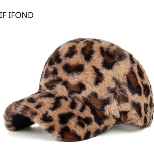 Women Winter Cute Elegant Leopard Baseball Cap Thicken Warm Solid Trucker Dad Cap Fashion Sports Korean Snapback Bone