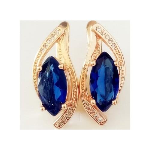 Women Drop Earrings Jewelry Earrings Blue Stone Office Style Rose Gold 585 Color Jewelry Korean Earrings