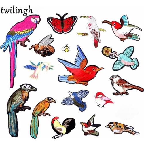 1 Butterfly Bird Patches Embroidered Sequined Patch Applique DIY Iron On Sewing Fabric Repair Clothes Patches Wedding Stickers