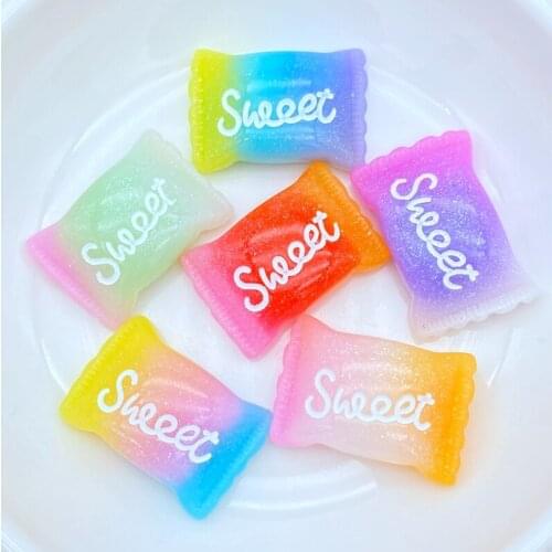 10Pcs Glitter Transparent and shiny candy Decoration Craft Flat back Cabochon Embellishments For Scrapbooking Diy Accessories