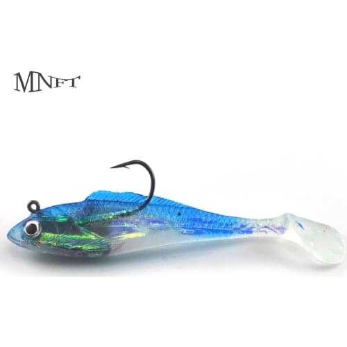 MNFT 10Pcs 10.5cm 15g Soft Lead Head Lures 3D Eyes T Tail Single Hook Artificial Bait Soft Fishing Lure