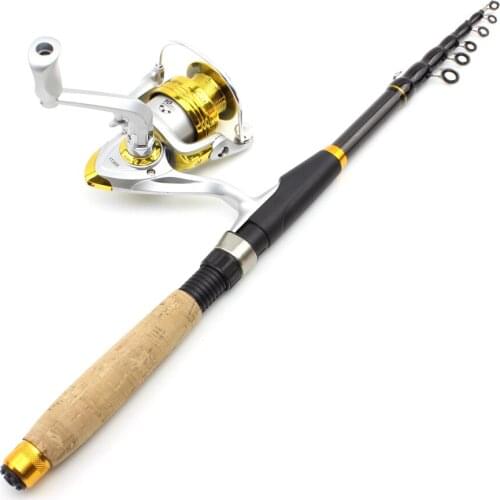 2.1M Fishing rod with reel Carbon Telescopic Fishing Rod Portable Spinning Rod and Reels Multifunction set Travel trout rods
