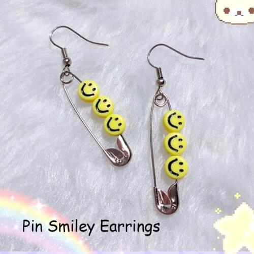 2000s Aesthetic Pin Yellow Smiley Earrings For Women Y2K Jewelry Fashion Harajuku Vintage INS Earrings Egirl Style Friends Gifts
