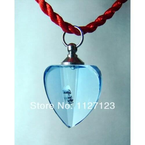 25pcs/lot blue Faceted heart Rice vials pendants rice vial pendant perfume empty glass bottle glass spray perfume bottle