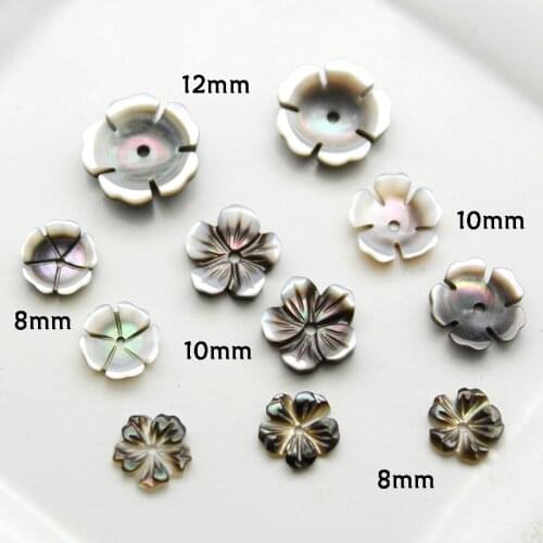 5pcs / bag Natural Black Pearl Shell Carved Bowl Flower Bauhinia Jewelry DIY Hair Clip Brooch Earring Jewelry Accessories