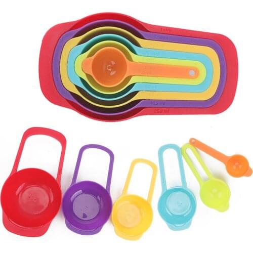 6pcs/Set Kitchen Measuring Spoons Measuring Cup Colorful Plastic Measure Spoon Useful Sugar Cake Baking Cup Kitchen Baking Tools