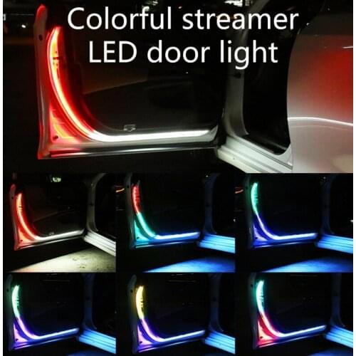 Car Interior Door LED Safety Warning Strobe Signal Lamp Strip 120cm Waterproof 12V Auto Decorative Ambient Lights
