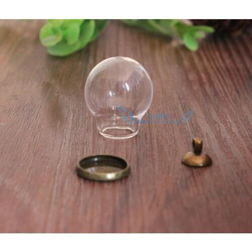 Free shipping!!! 10sets 20x12mm DIY Terrarium Bottle Charm with antique bronze base &8mm cap necklace kit
