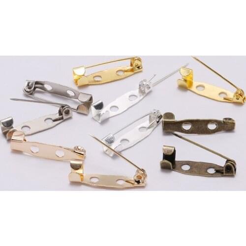 50Pcs/Lot 15-40mm Alloy Safety Pins Brooch Settings Blank Bases Brooch Clip Base Pins for DIY Jewelry Findings Making