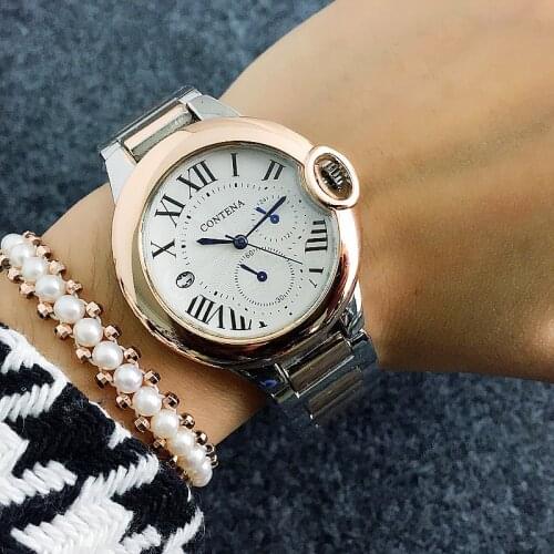 Classical Calendar Business Womens Watches Contena Luxury British Style Wristwatch Roman Number Ladies Watch Hour Hodinky Femme