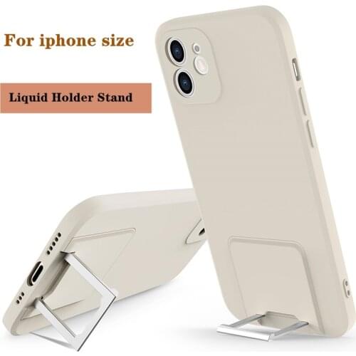 Liquid silicone Holder Stand Soft Phone Case For iPhone 12 11 Pro Max X XS XR 7 8 Plus SE 2 Shockproof Camera Protection Cover