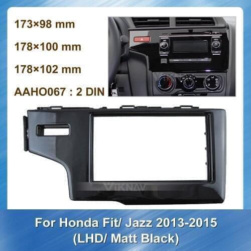 For Honda Fit Jazz 2013 2014 2015 Car Radio Fascia LHD UV Black Dash Mount Kit Adapter Trim Facial Panel Frame Dashboard