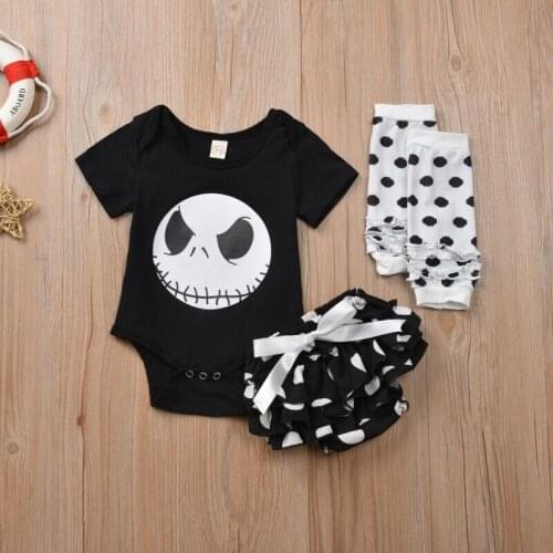 New Cute Toddler Baby Girl Halloween T-shirt Tops Romper Skirts Sock 3PCS Outfits Set 0-18Months