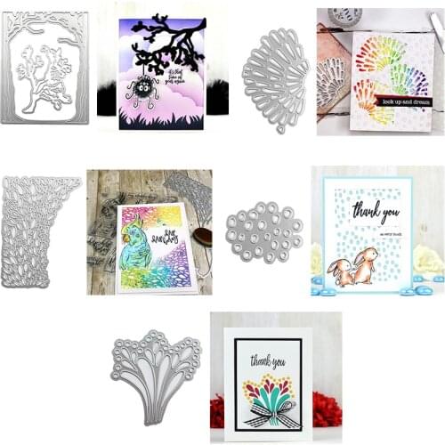 Scallop Flowers Leaves Splash Water Flower Rectangle Forest Die Metal Cutting Dies for DIY Scrapbooking Cards Crafts 2019 New
