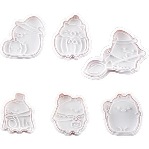 Halloween Cookie Cutter Plastic Biscuit Knife Baking Fruit Cake Kitchen Tools Mold Embossing Printing
