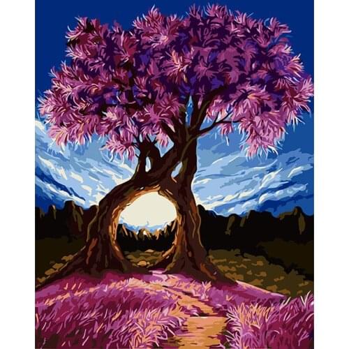 Millennium love & tree lover Painting By Numbers Of Flower DIY Canvas Painting Home Decor psychedelic art For Living Room DY430