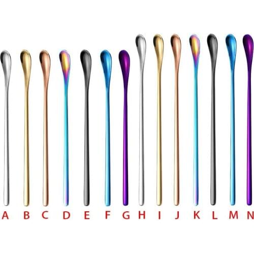 Stainless Steel Long Handled Coffee Spoon Ice Cream Dessert Tea Stirring Spoon For Picnic Kitchen Accessories Bar Tools