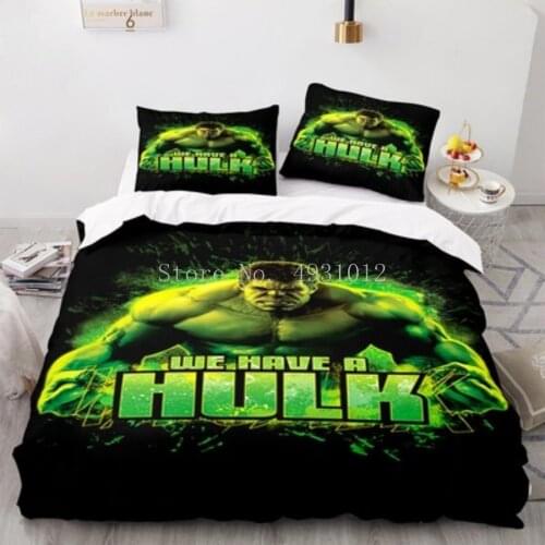 Cartoon Hulk 3d Duvet Cover Pillowcase Adult Kids Boys Girls The Avengers Bedding Sets Europe/Australia/USA Twin Queen King Size
