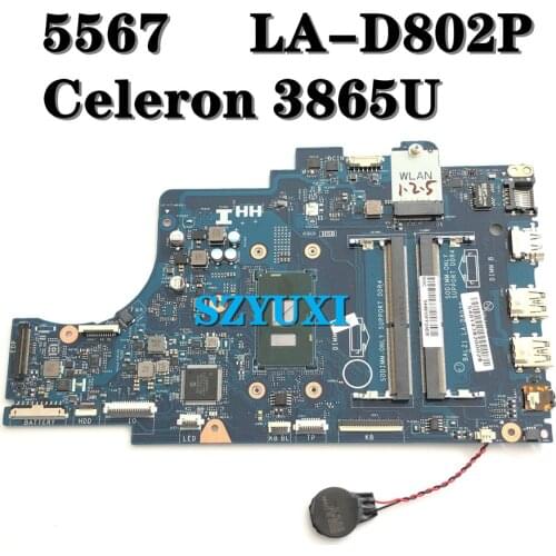 LA-D802P For Dell Inspiron 5567 Laptop Motherboard 3865U CPU CN-05KTY0 5KTY0 mainboard 100%tested