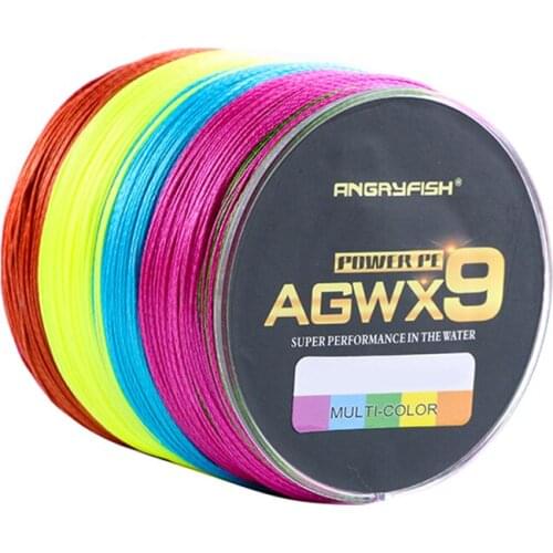 Diominate Multicolor X9 PE Line 9 Strands Weaves Braided 500m/547yds Super Strong Fishing Line 15LB-100LB