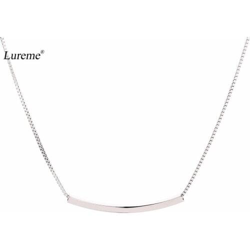 Lureme Womens Sterling Silver Simple Curve Tube Pendant Necklace Delicate Jewelry (nl005823)